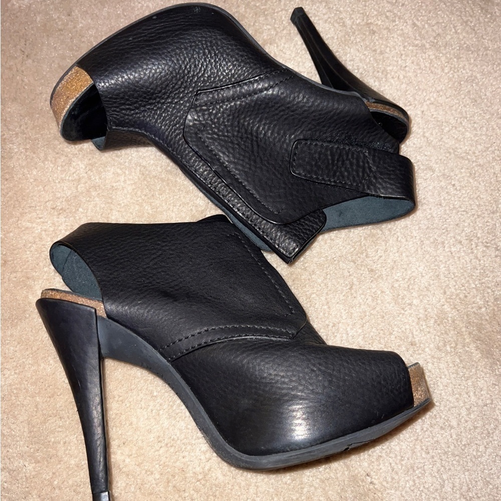 Pedro GARCIA BIKER CORE LEATHER PEEP TOE SLINGBACK BOOTIES - SIZE 40